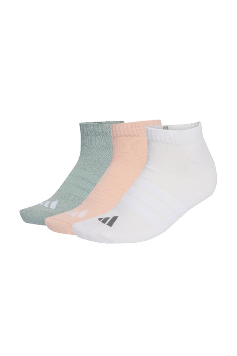 adidas Performance, Унисекс омекотени чорапидо глезена Essentials - 3 чифта, Бял/Праскова/Аква зелено