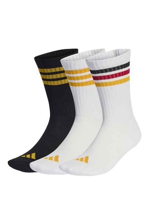 adidas Performance, Унисекс дълги рипсени чорапи - 3 чифта, Черен/Жълт/Бял