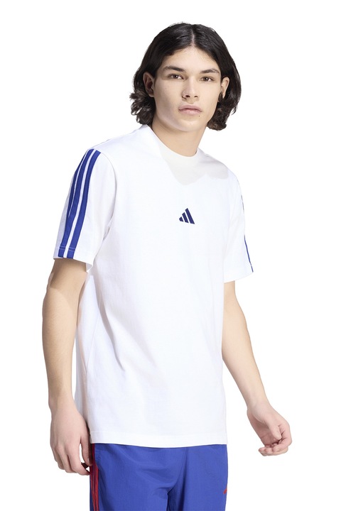 adidas Sportswear, Tricou de bumbac cu logo brodat, Albastru inchis/Alb optic