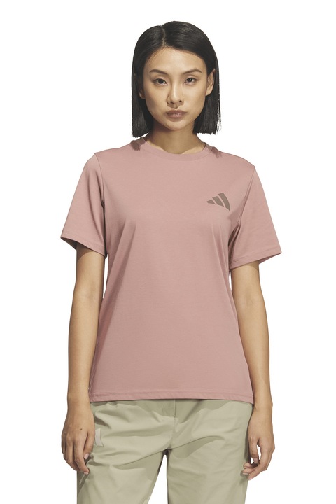 adidas Performance, Tricou cu decolteu la baza gatului, pentru drumetii, Roz prafuit