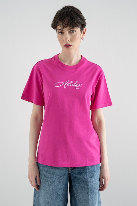 adidas Sportswear, Cursive pamutpóló logóval, Fukszia