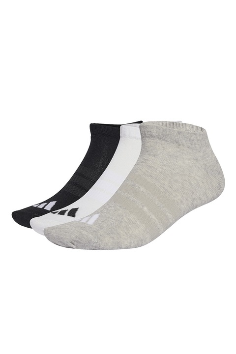 adidas Performance, Унисекс чорапи до глезена Essentials, 3 чифта, Черен/Светлосив меланж