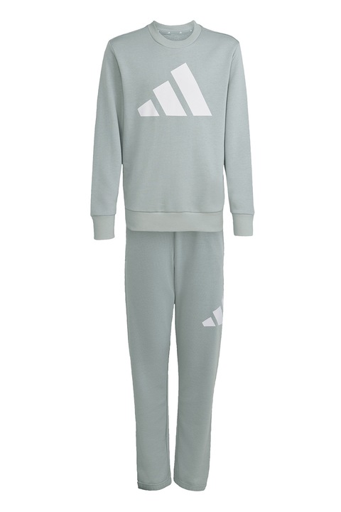 adidas Sportswear, Trening din amestec de bumbac cu logo, Alb/Gri cenusiu