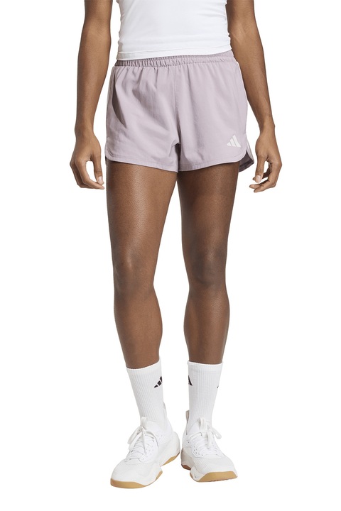 adidas Performance, Pantaloni scurti cu talie inalta pentru fitness Pacer, Alb/Violet deschis