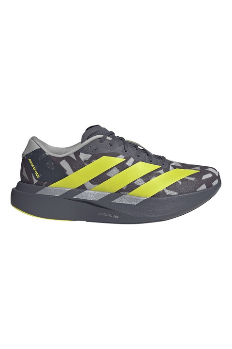 adidas Performance, Adzero Evo Motor sportcipő, Sötétszürke/Sárga