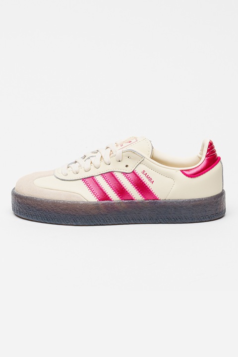 adidas Originals, Pantofi sport Samba din piele si piele intoarsa, Fucsia/Crem