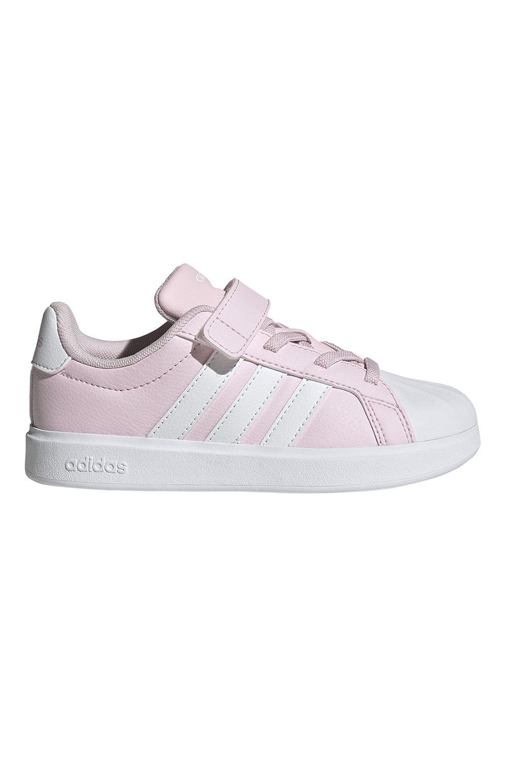 adidas Sportswear, Pantofi sport din piele ecologica cu velcro StreetTalk, Alb, Roz pal, 32 EU