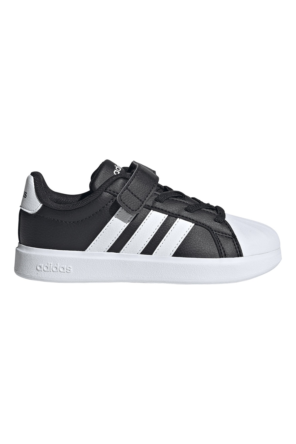 adidas Sportswear, Pantofi sport din piele ecologica cu velcro StreetTalk, Negru, Alb optic, 30 EU
