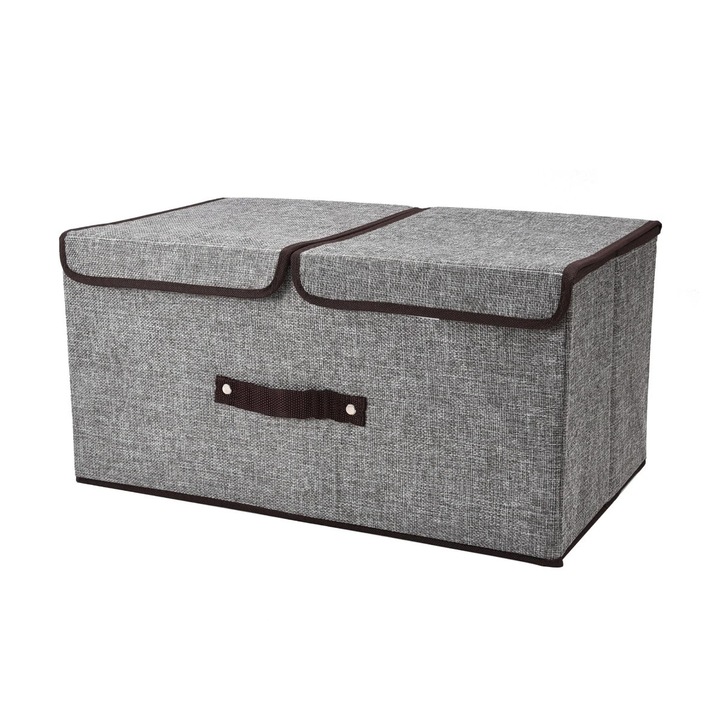 Cutie depozitare 400815, cu capac, pliabila, gri, 50 x 30 x 25 cm