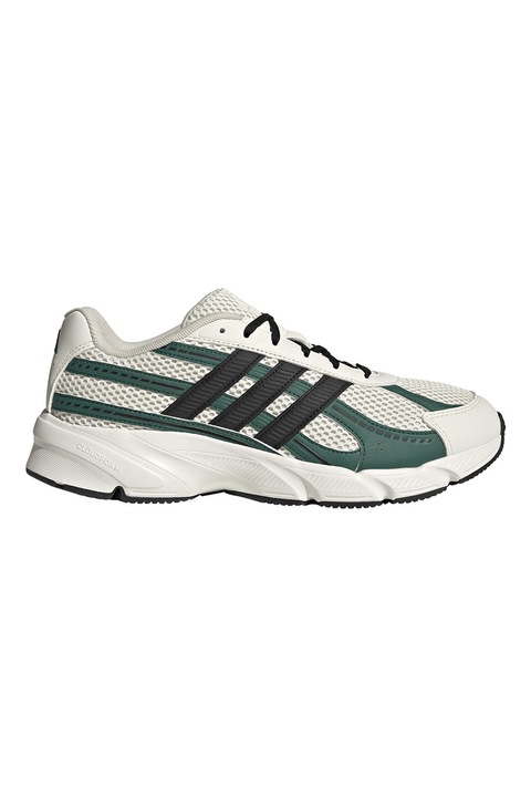 adidas Sportswear, Pantofi sport Technochaos 2000 din material textil cu talpa cu amortizare, Alb fildes/Negru stins/Verde feriga