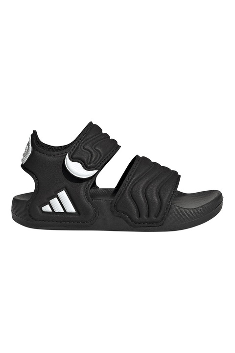 adidas Sportswear, Sandale cu logo si velcro Adilette, Alb/Negru