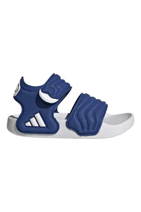adidas Sportswear, Sandale cu logo si velcro Adilette, Alb/Albastru inchis