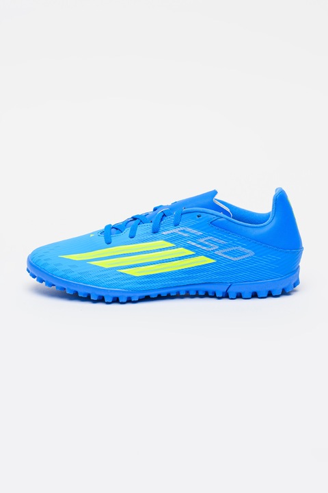 adidas Performance, Pantofi F50 Club TF pentru fotbal, Verde lime/Albastru deschis