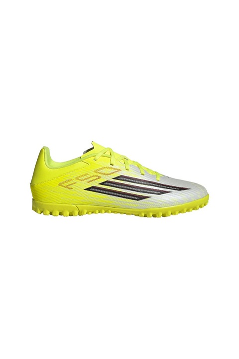 adidas Performance, Pantofi F50 Club TF pentru fotbal, Negru/Galben/Argintiu deschis