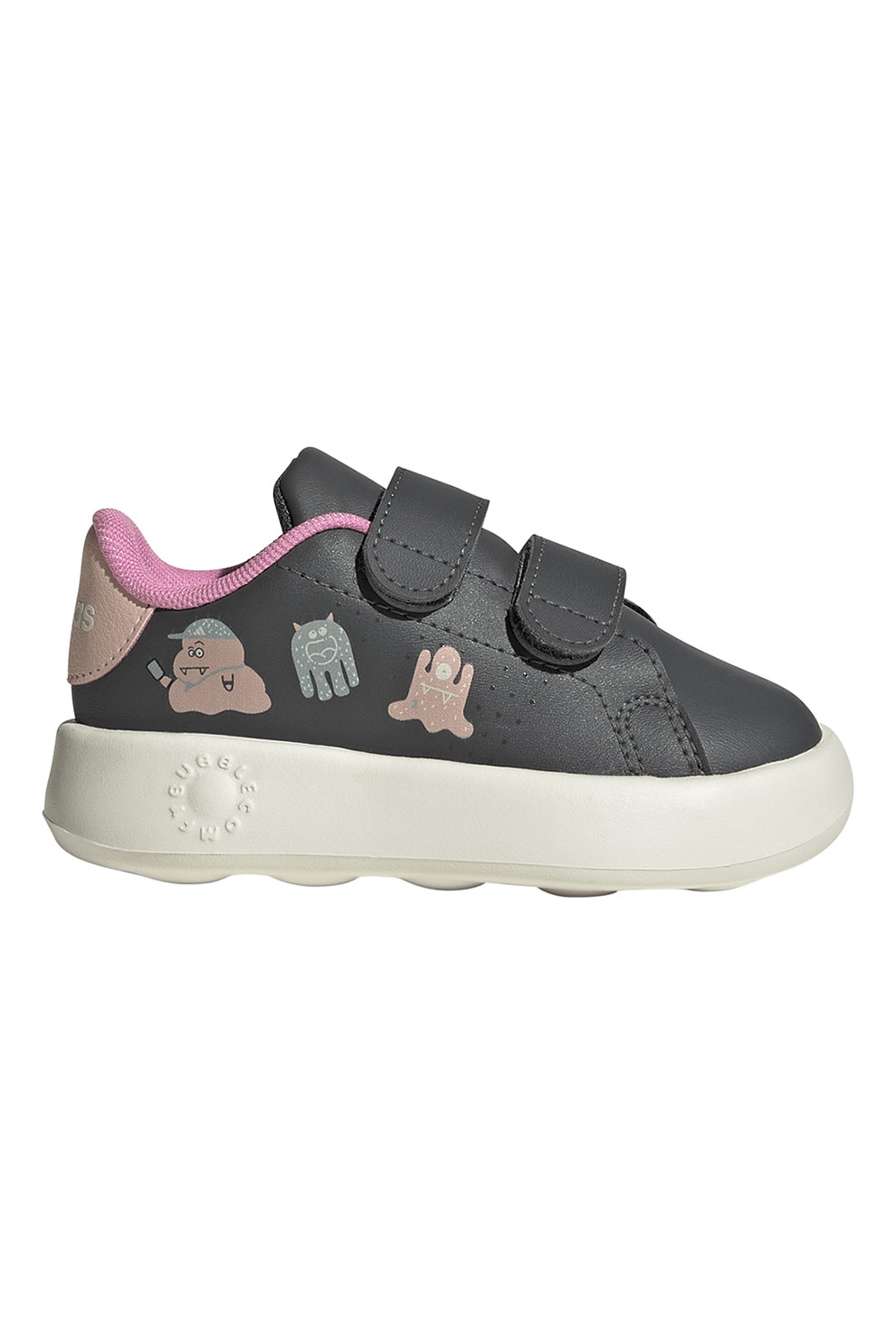 adidas Sportswear, Pantofi sport cu velcro Advantage, Roz, Gri inchis, 26 EU