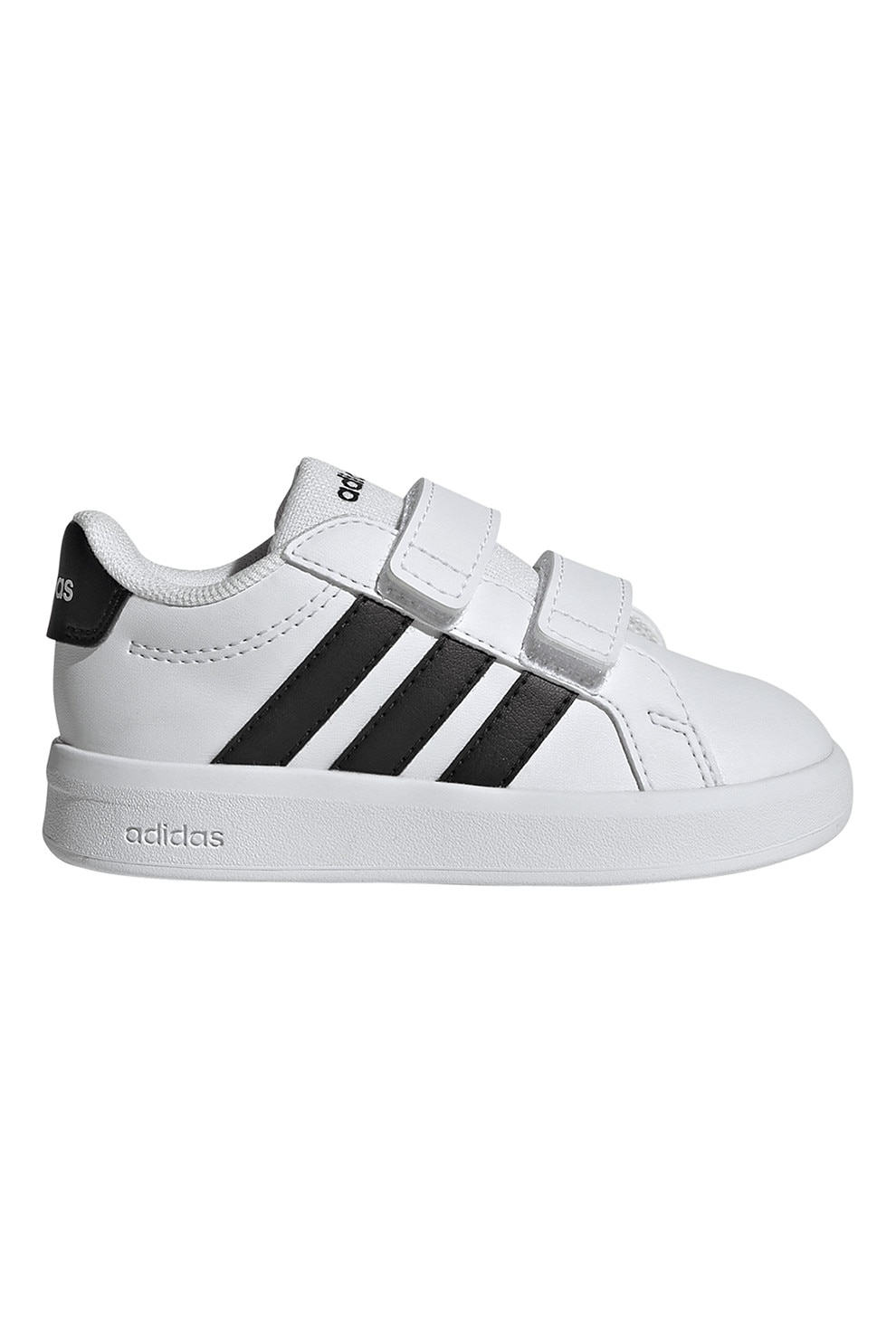 adidas Sportswear, Pantofi sport Grand Court 3.0 de piele ecologica cu benzi velcro, Alb, 25 EU