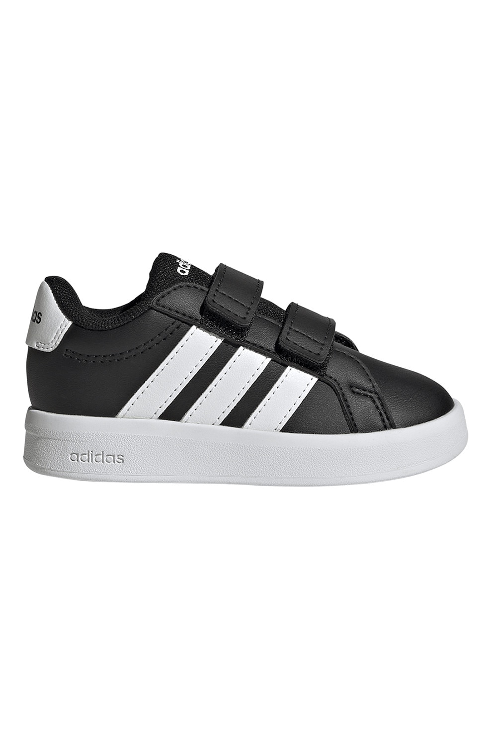 adidas Sportswear, Pantofi sport Grand Court 3.0 de piele ecologica cu benzi velcro, Negru, 22 EU