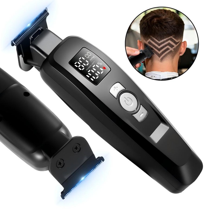 Masina de tuns profesionala digitala, incarcare rapida USB, ecran LCD, auriu