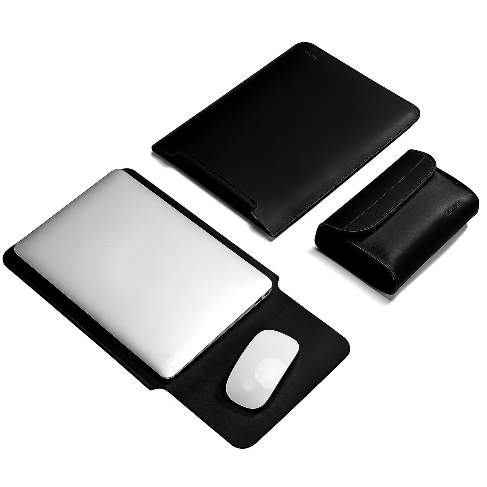 2 in 1 Husa Laptop 14 inch, asskanaer, Cu geanta de depozitare pentru accesorii, Rezistent la cadere, Rezistent la apa, Impermeabil si rezistent la zgarieturi, Protectie 360, Portabil, Design slim, Piele PU premium, 35*25.5*1cm, Negru