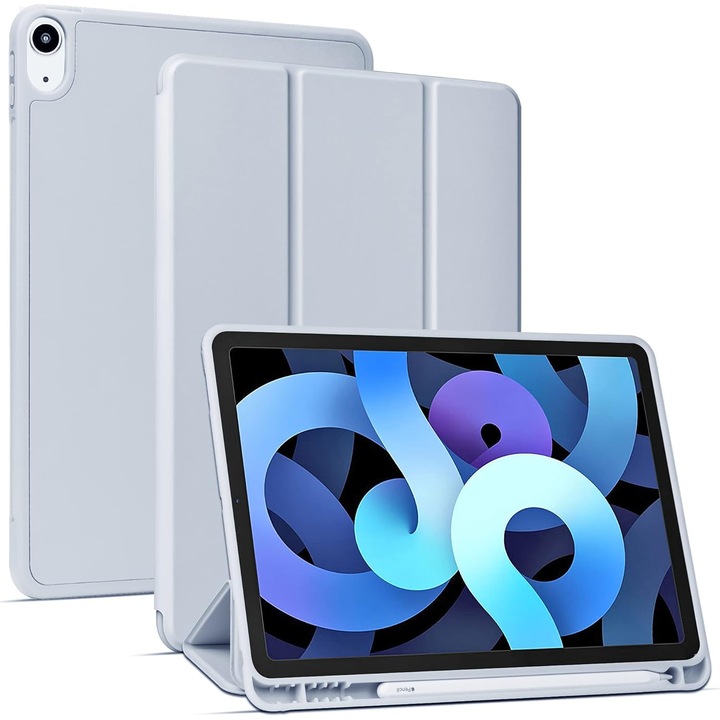 Tok iPad Air 4 10.9 inch tablethez, sarokvédelem, ceruzatartó, állítható szögek, fekete