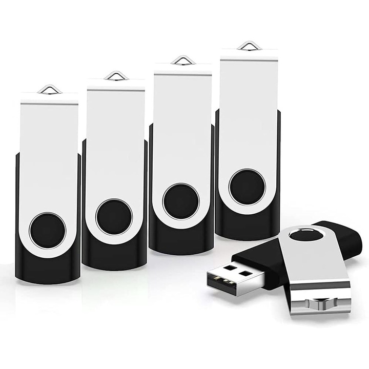 HERUSI 32GB USB memória forgatható fekete 5 db