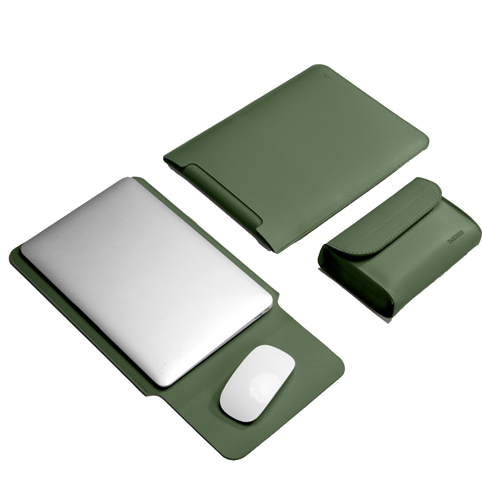 Husa Laptop, Asskanaer, 2 în 1, Rezistent la apă și zgârieturi, Verde, 35x25.5x1cm