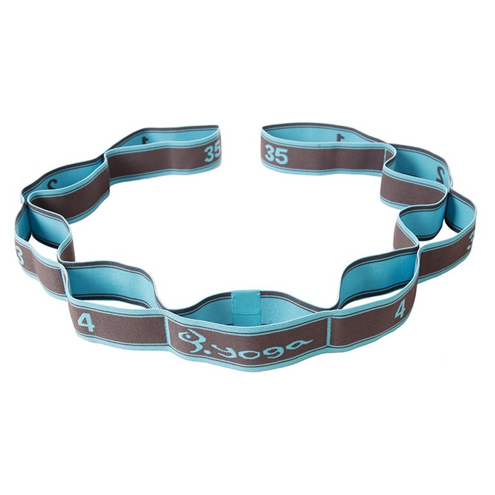 Centura elastica HERUSI pentru yoga 9 segmente albastru 180x3cm