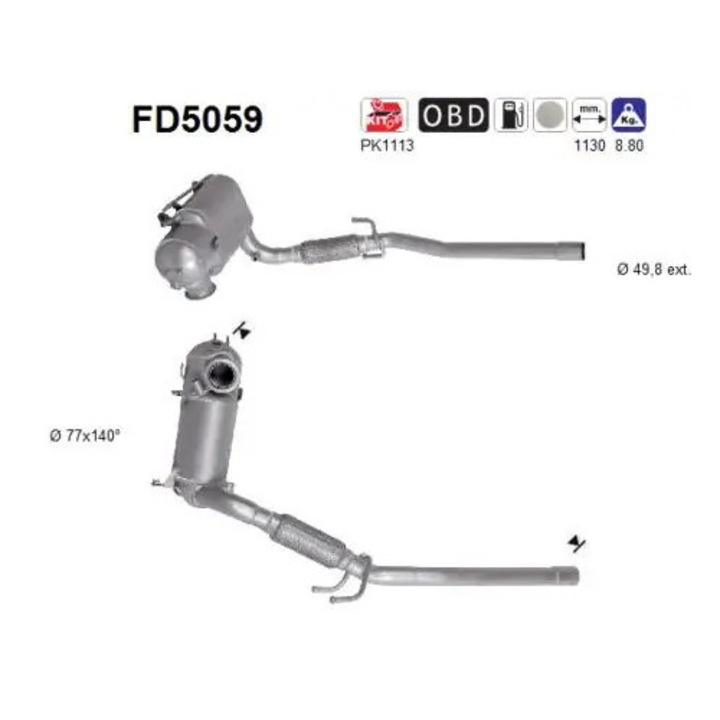 Филтър за сажди/частици, изпускателна система FD5059 Audi A1 Seat Ibiza 4 Skoda Fabia 2/Roomster/Roomster Praktik