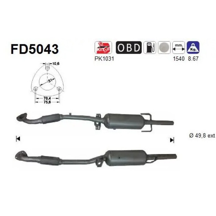 Филтър сажди/частици, изпускателна система FD5043 Opel Astra H/Astra H Classic/Corsa D/Zafira / Zafira Family B