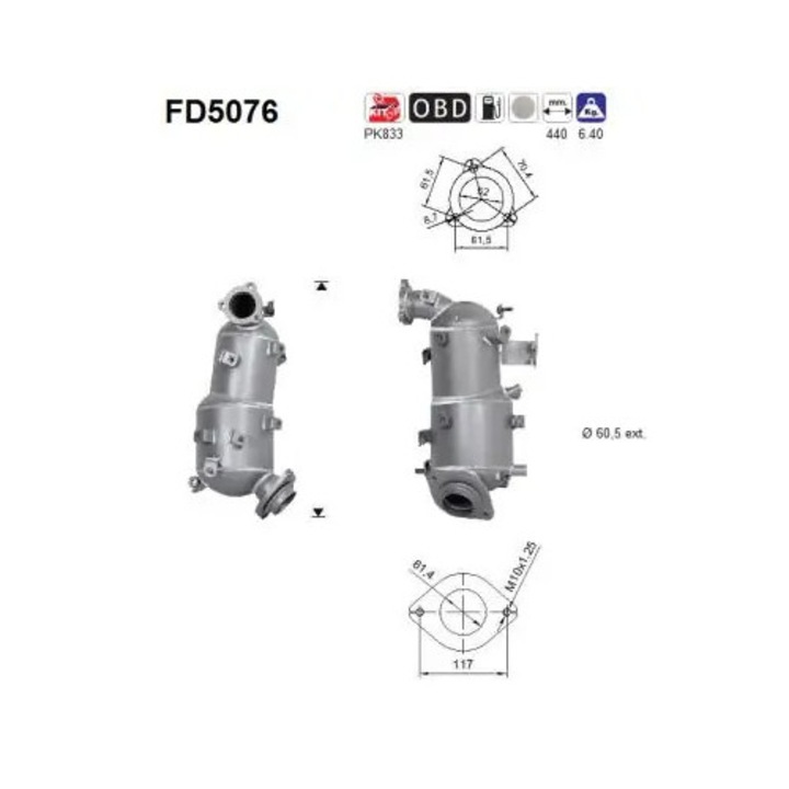 Korom/Részecskeszűrő, Kipufogórendszer Fd5076 Toyota Auris/Avensis/Corolla/Verso