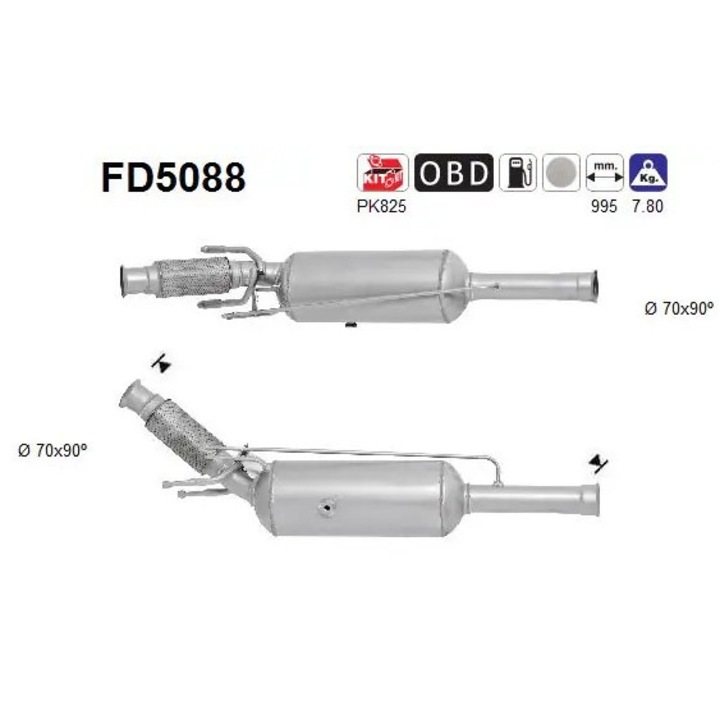 Korom-/részecskeszűrő, kipufogórendszer Fd5088 Citroën C4 2/Ds4/Ds5 Peugeot 3008 1/308/308 1/308 Sw 1/Rcz