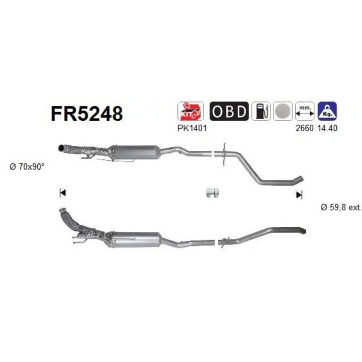 Korom-/részecskeszűrő, kipufogórendszer FR5248 Citroën C5 3 Peugeot 508 1/508 SW 1