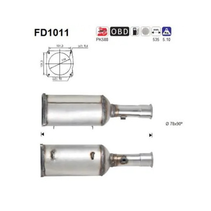 Korom-/részecskeszűrő, kipufogórendszer Fd1011 Citroën C8 Fiat Ulysse Lancia Phedra Peugeot 807
