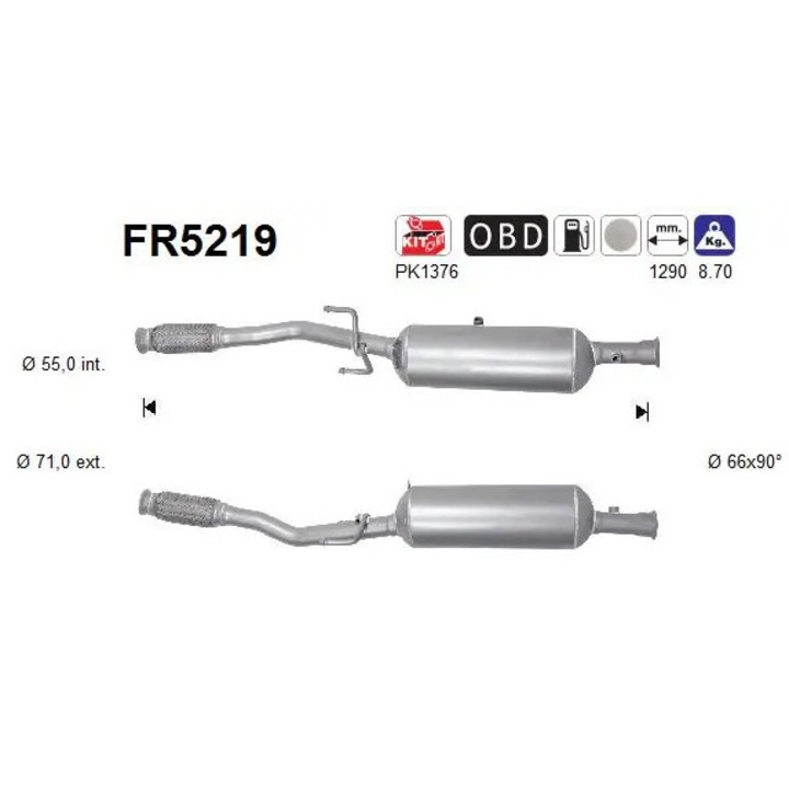 Korom-/Részecskeszűrő, Kipufogórendszer Fr5219 Citroën C-Elysee/C3 2/C3 3/C3 Aircross 2/C3 Picasso/C4 Cactus/Ds3