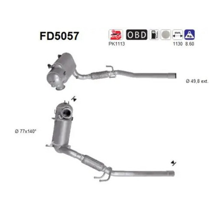 Füst-/részecskeszűrő, kipufogórendszer Fd5057 Seat Ibiza 4 Skoda Fabia 2/Roomster/Roomster Praktik Vw Polo/Polo 5