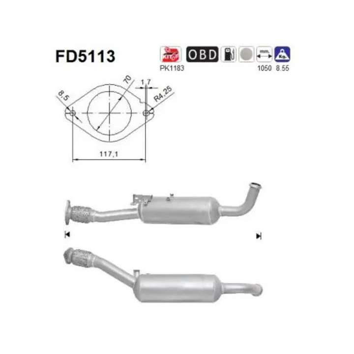 Korom-/részecskeszűrő, kipufogórendszer Fd5113 Nissan Primastar Opel Vivaro A Renault Trafic 2 Vauxhall Vivaro A