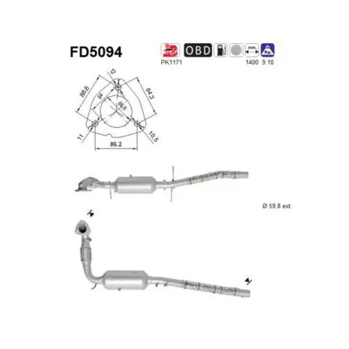 Филтър за сажди/частици, изпускателна система Fd5094 Ford Transit