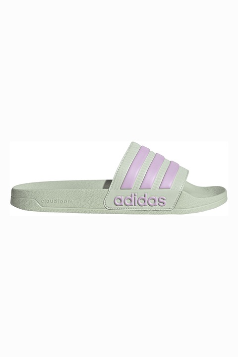 adidas Sportswear, Papuci cu logo Adilette, Verde pal/Lila