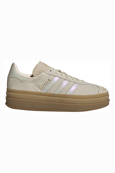 adidas Originals, Pantofi sport Gazelle Bold din piele intoarsa, Alb murdar/Bej deschis