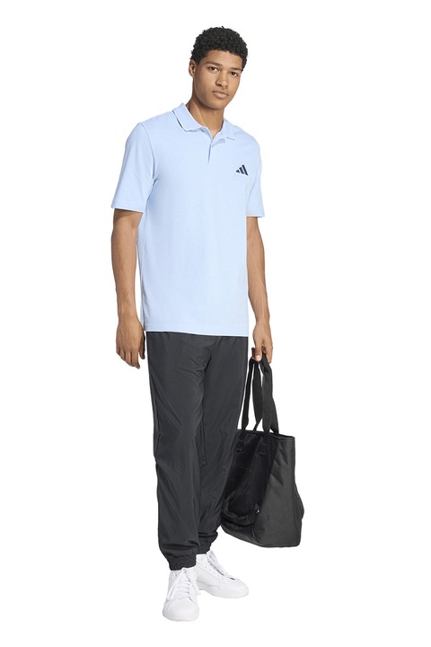 adidas Sportswear, Tricou polo de bumbac cu logo discret, Albastru glaciar