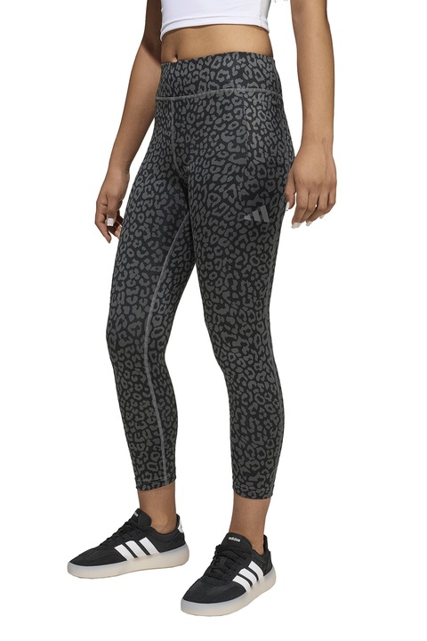 adidas Sportswear, Magas derekú mintás leggings, Fekete/Szürke