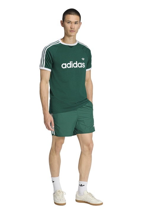 adidas Originals, Pantaloni scurti cu logo si buzunare laterale Sprinter, Alb/Verde