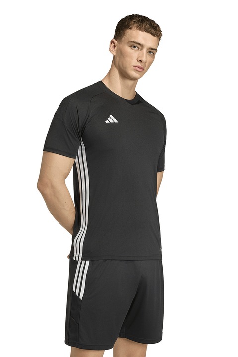 adidas Performance, Футболна тениска Tiro Essentials с овално деколте, Бял/Черен