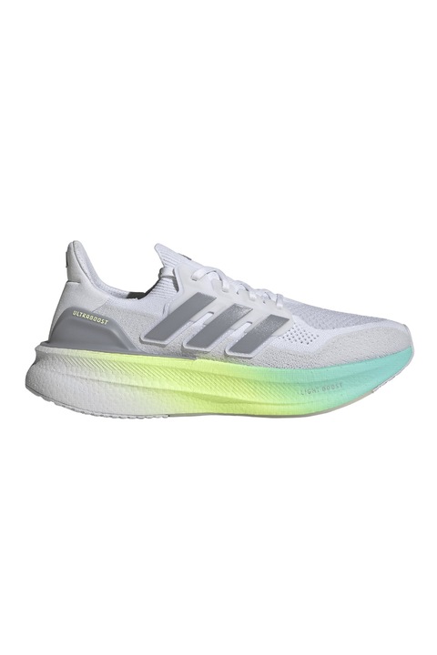 adidas Performance, Pantofi Ultraboost 5 din plasa pentru alergare, Gri/Alb murdar/Verde lime