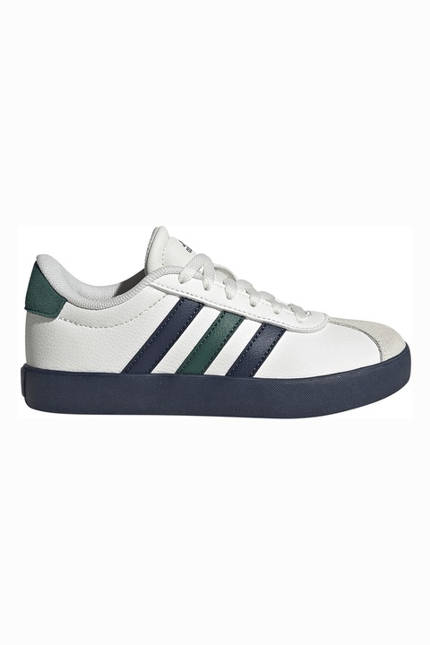 adidas Sportswear, Pantofi sport VL Court 3.0 de piele, Alb/Verde englez/Bleumarin