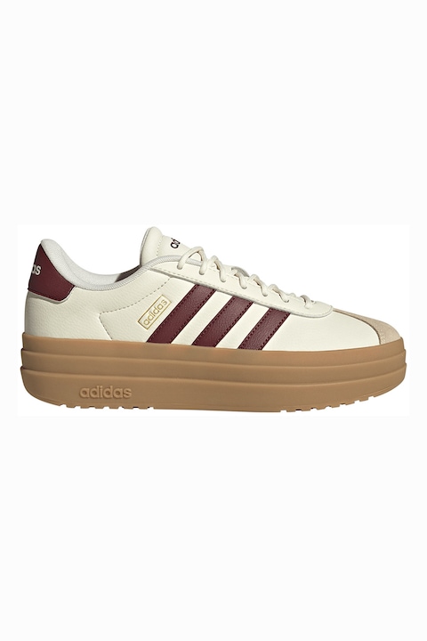 adidas Sportswear, Pantofi sport cu garnitura din piele intoarsa VL Court Bold, Visiniu/Crem