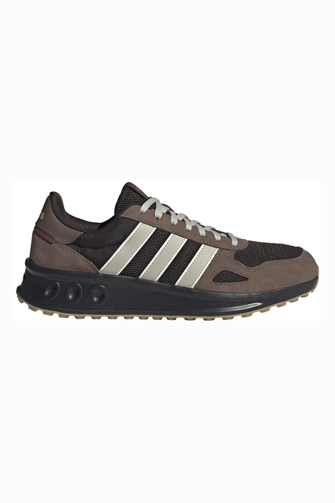 adidas Sportswear, Pantofi sport Run 84 cu insertii de piele intoarsa, Maro inchis/Maro/Alb murdar