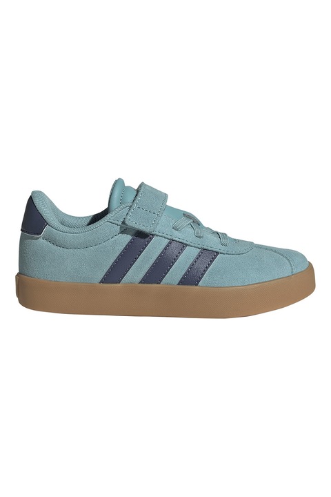 adidas Sportswear, Pantofi sport VL Court 3.0 de piele intoarsa cu velcro, Albastru aquamarin/Bleumarin