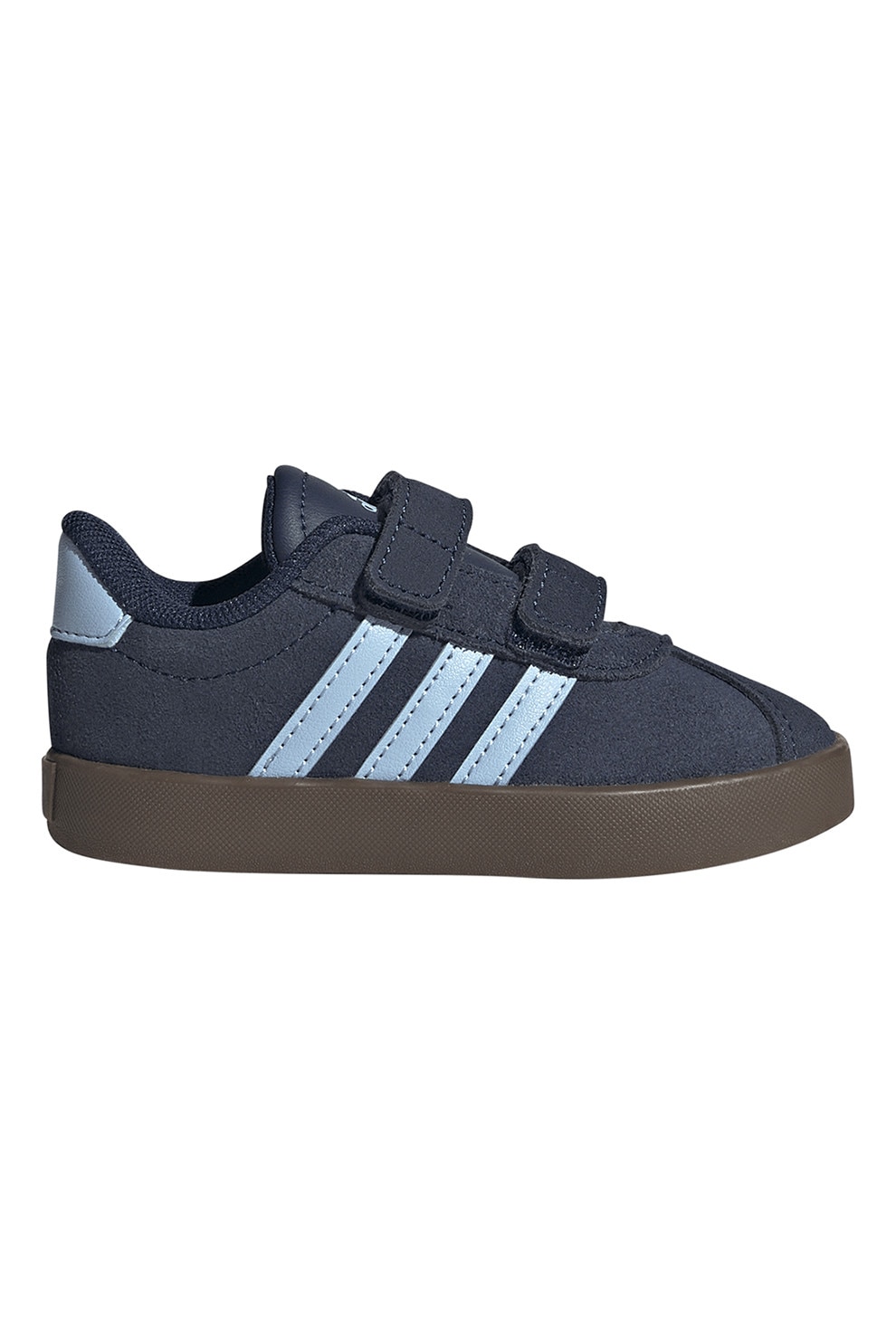 adidas Sportswear, Pantofi sport Court 3.0 de piele intoarsa cu velcro, Albastru deschis, Bleumarin, 21 EU