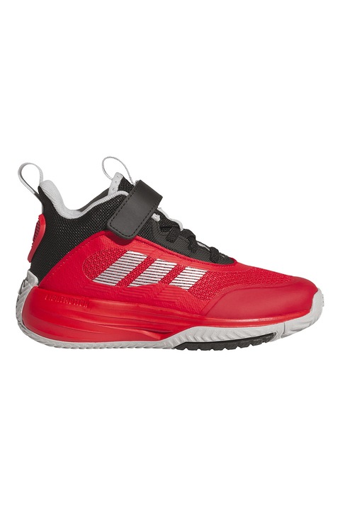 adidas Performance, Pantofi cu velcro Ownthegame pentru baschet, Negru/Gri/Rosu vermillion